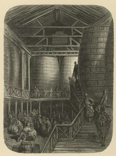 Lavoratori della birreria nel magazzino da Gustave Dore